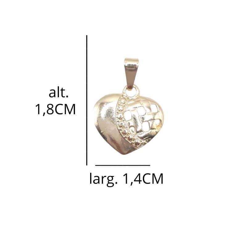 Pingente Coração Com Lateral Quadriculada