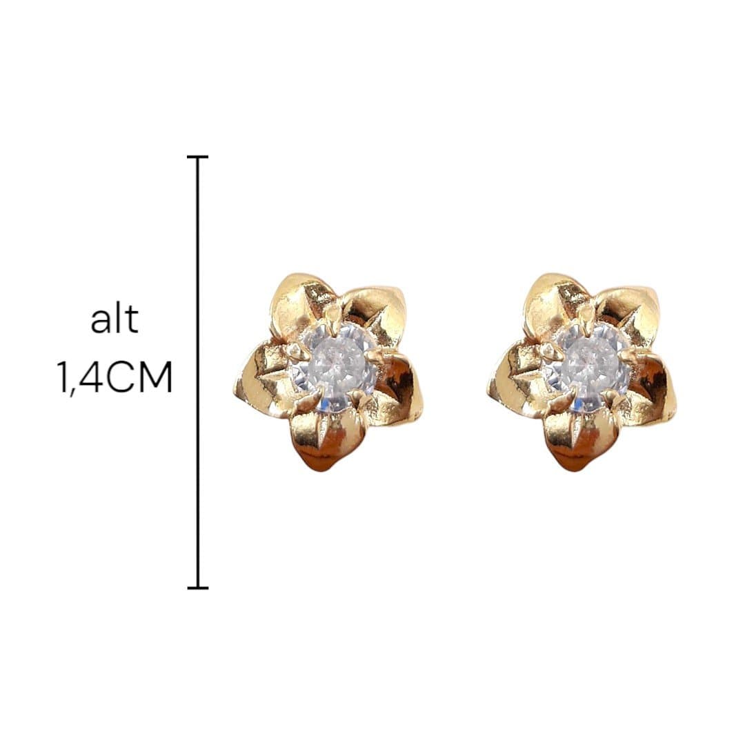 Brinco Flor Com Pedra De 8mm