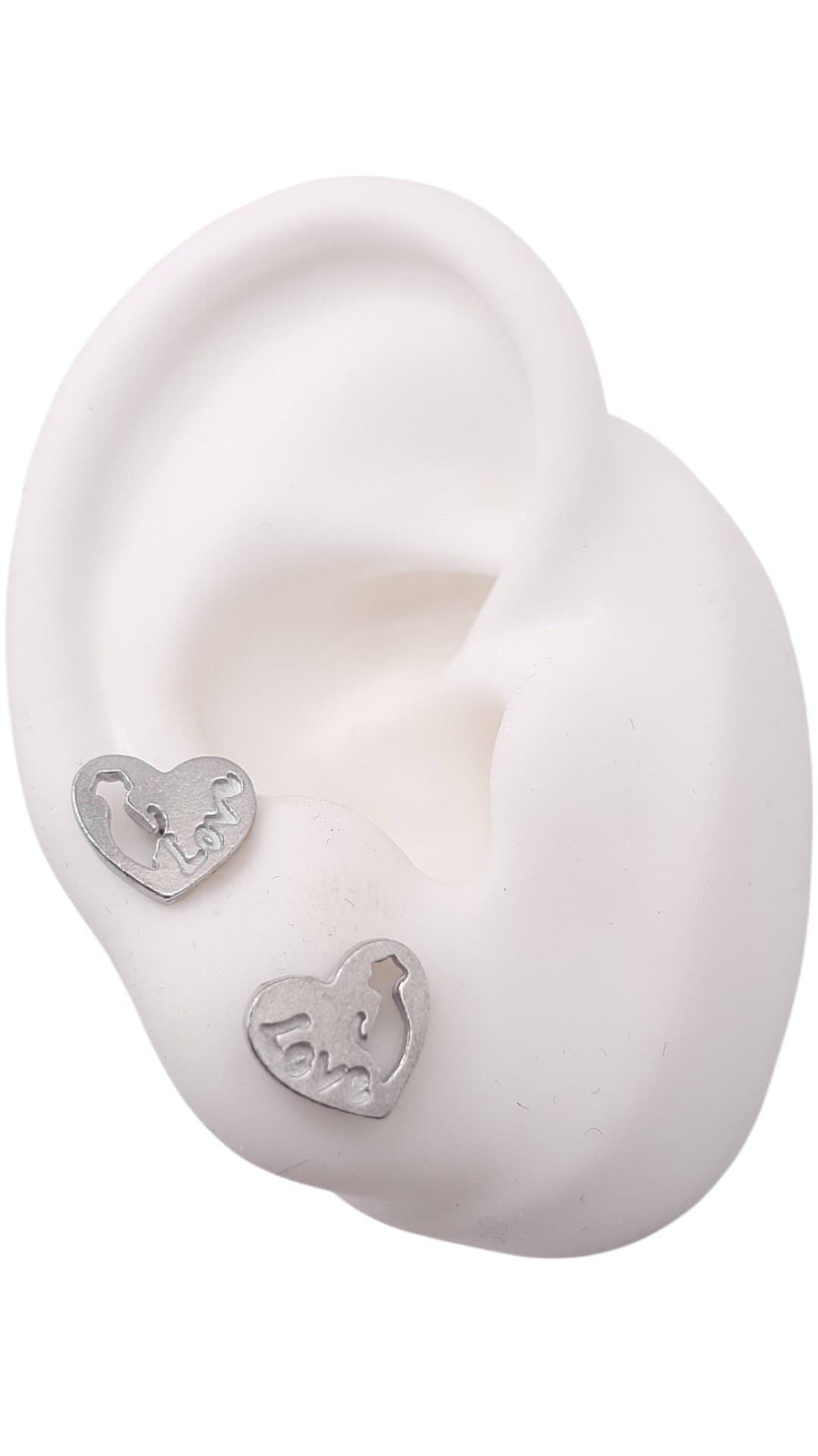 Brinco Coração "love" Com Gato miniatura 2