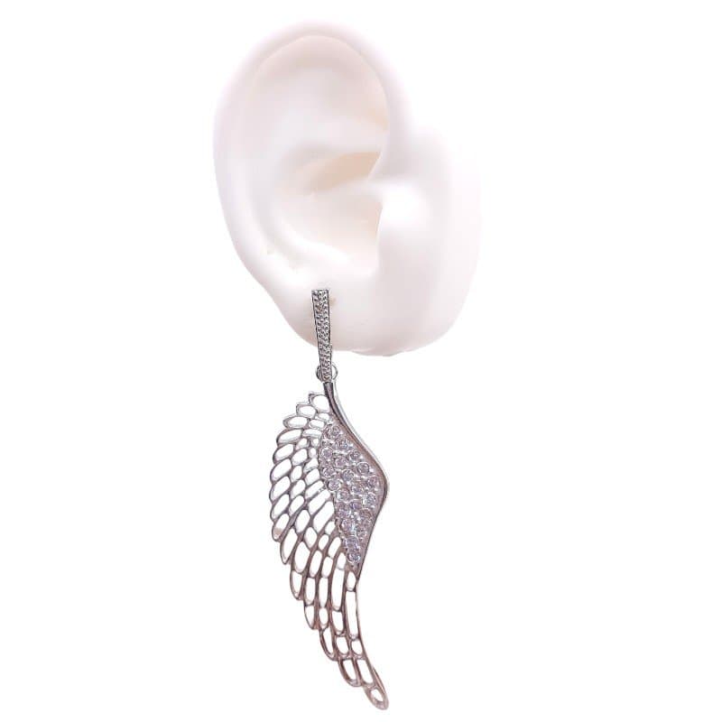 Brinco Asa De  Arcanjo Cravejada miniatura 2