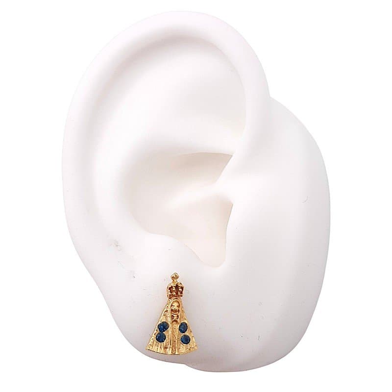 Brinco Nossa Senhora Aparecida  Cravejada miniatura 2