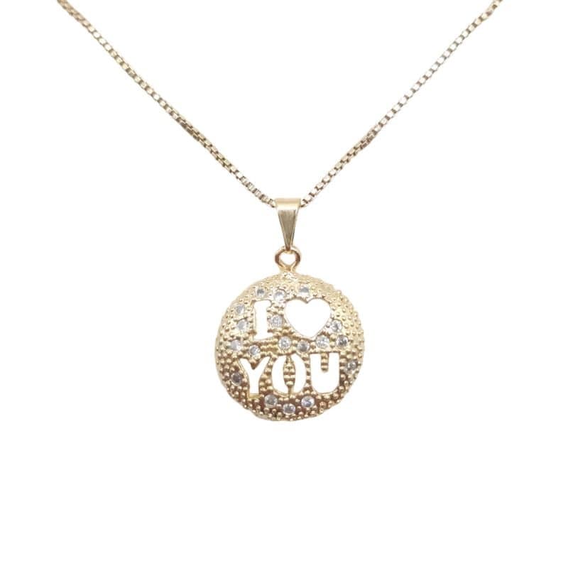 Pingente Placa Cravejada  " I Love You" miniatura 2