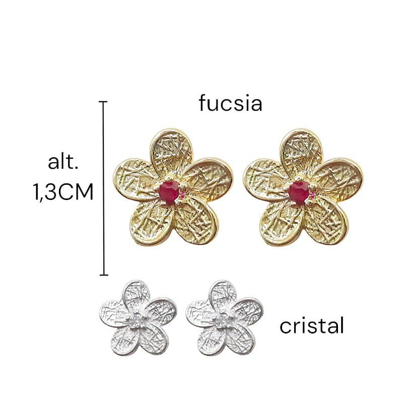 Brinco Flor Trabalhada Com Zircônia