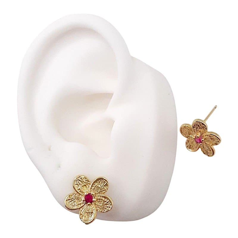 Brinco Flor Trabalhada Com Zircônia miniatura 2