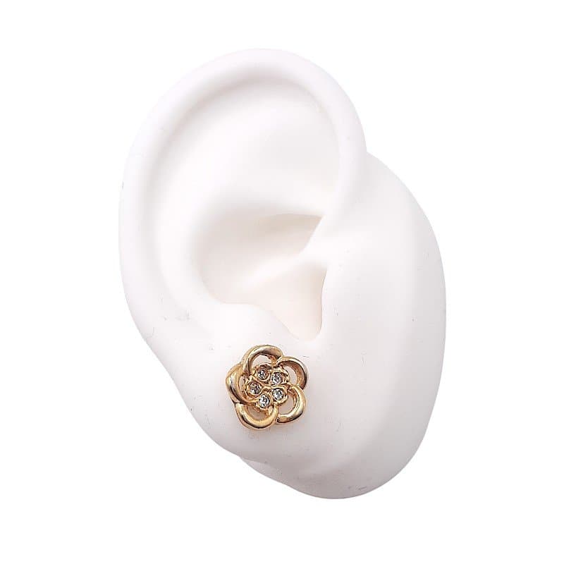 Brinco Flor Pétalas Vazadas Cravejada miniatura 2