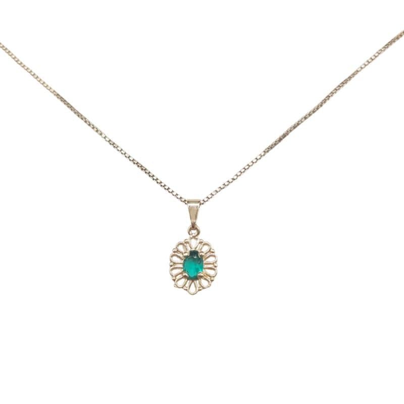 Pingente Rendado Com Pedra Oval miniatura 2
