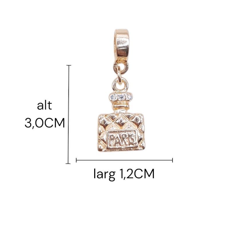Berloque Perfume Paris Com Zirconia Pendurado