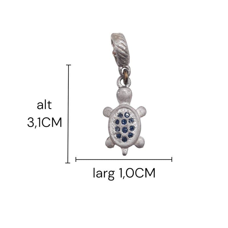 Berloque Tartaruga Com Zirconia Pendurada