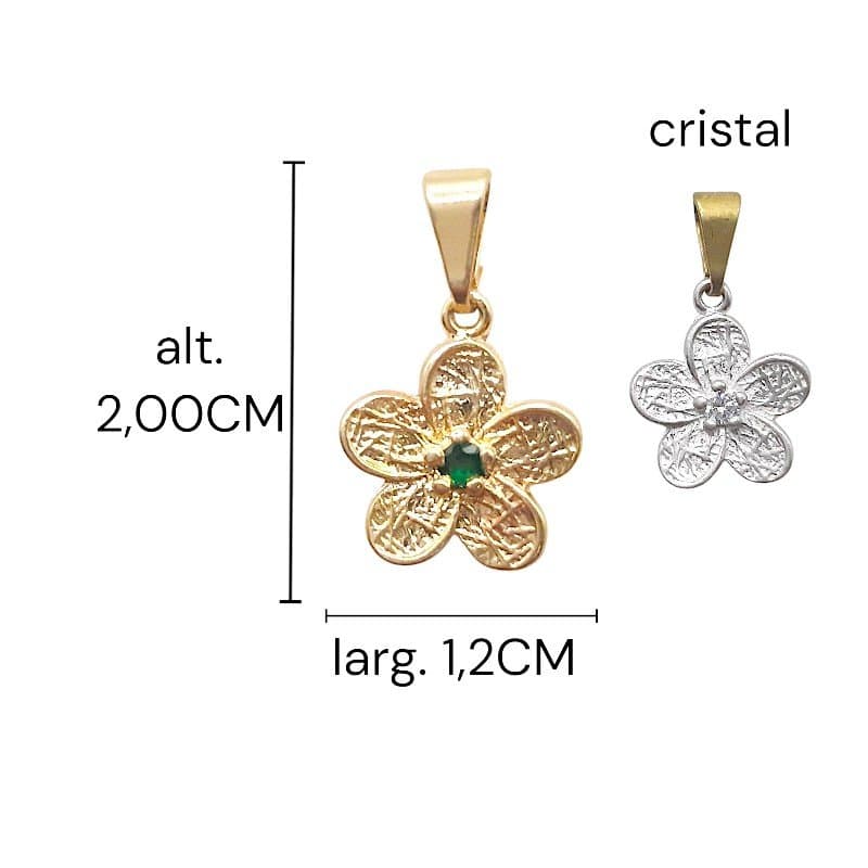 Pingente Flor Trabalhada Com Zircônia