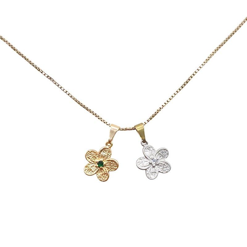 Pingente Flor Trabalhada Com Zircônia miniatura 2