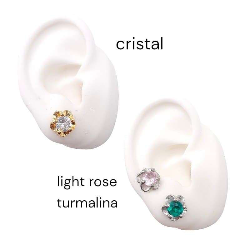 Brinco Flor Com Pedra miniatura 2