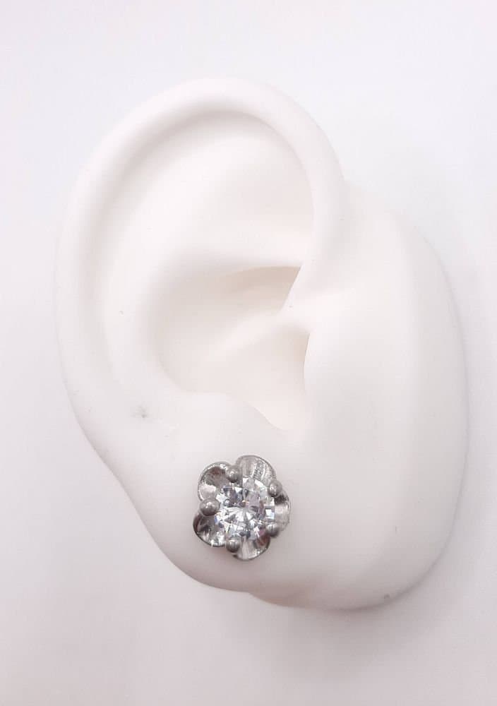 Brinco Flor Com Pedra miniatura 3