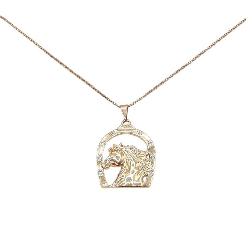 Pingente Ferradura Cravejada Com Cavalo miniatura 2