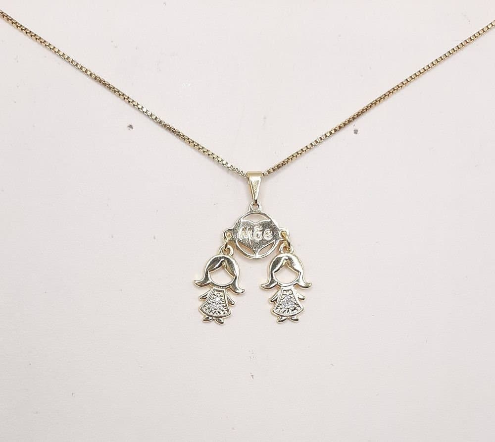 Pingente Coração Mãe Dois Filhos miniatura 3