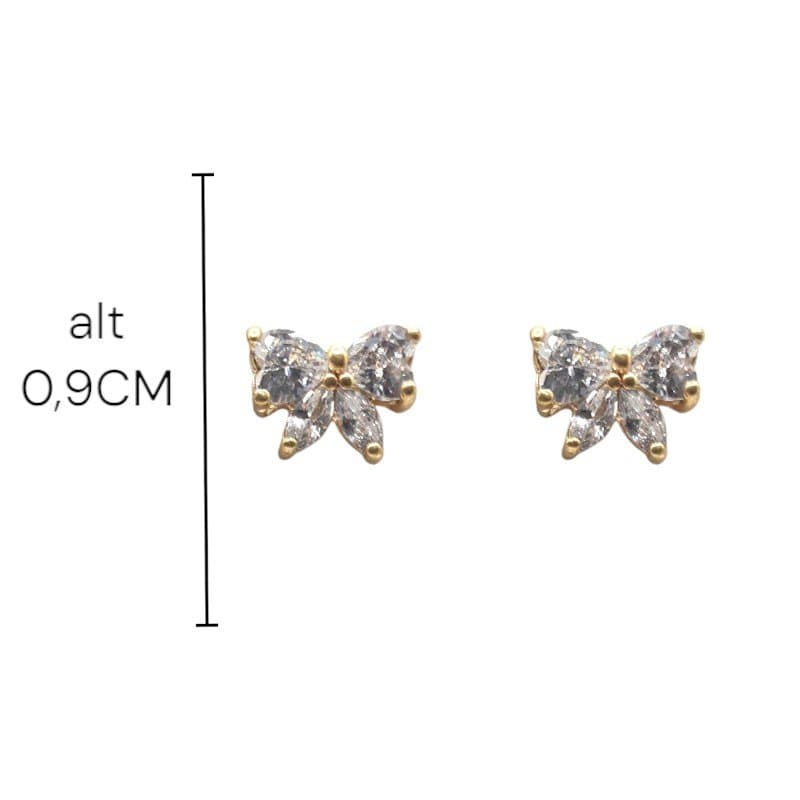 Brinco Laço Cravejado Com Zirconia