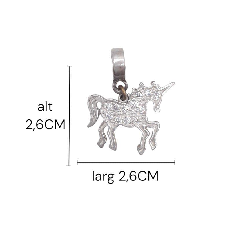 Berloque Unicornio Cravejado Pendurado