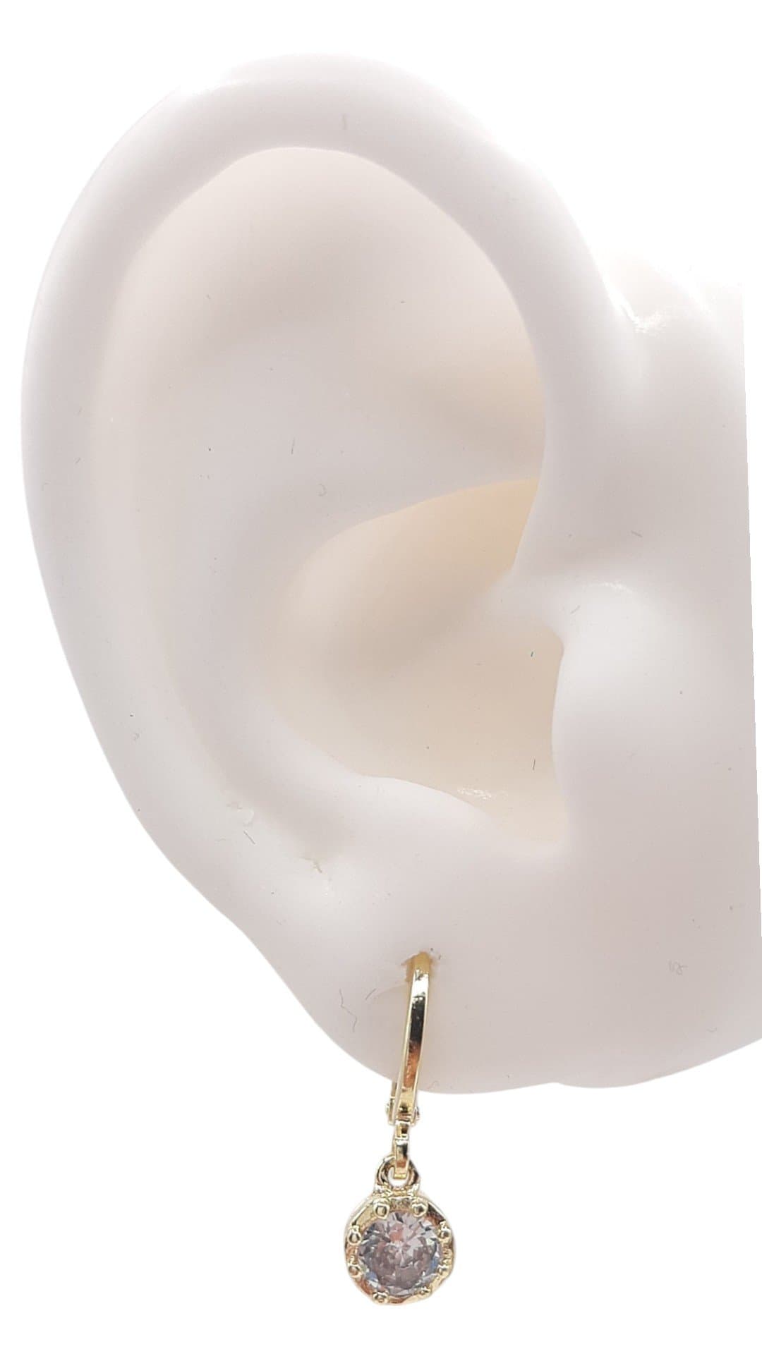 Brinco Argolinha Click Com Pedra 5mm miniatura 2