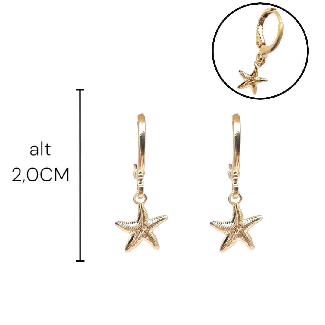 Brinco Argolinha Click Com Estrela Do Mar