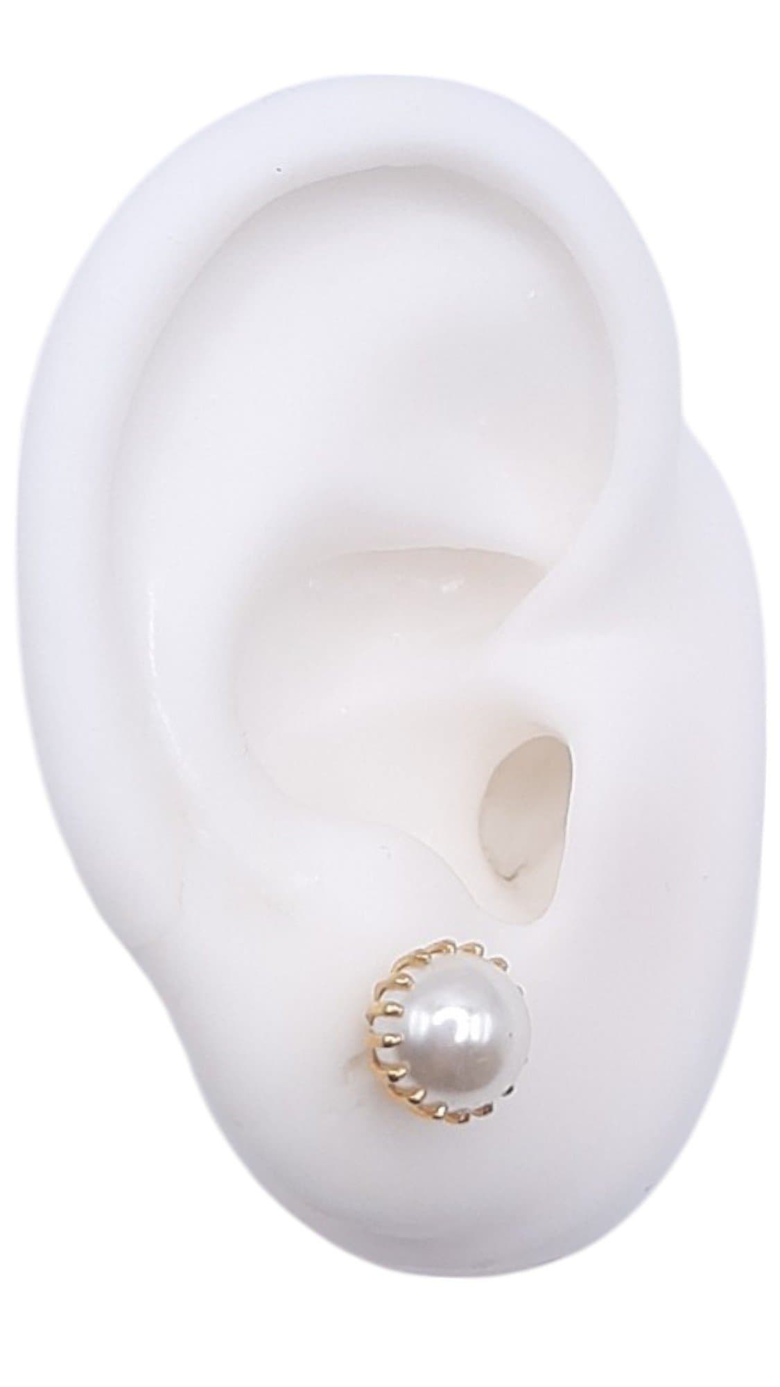Brinco Pérola Cravada 8mm Semi-joia miniatura 2