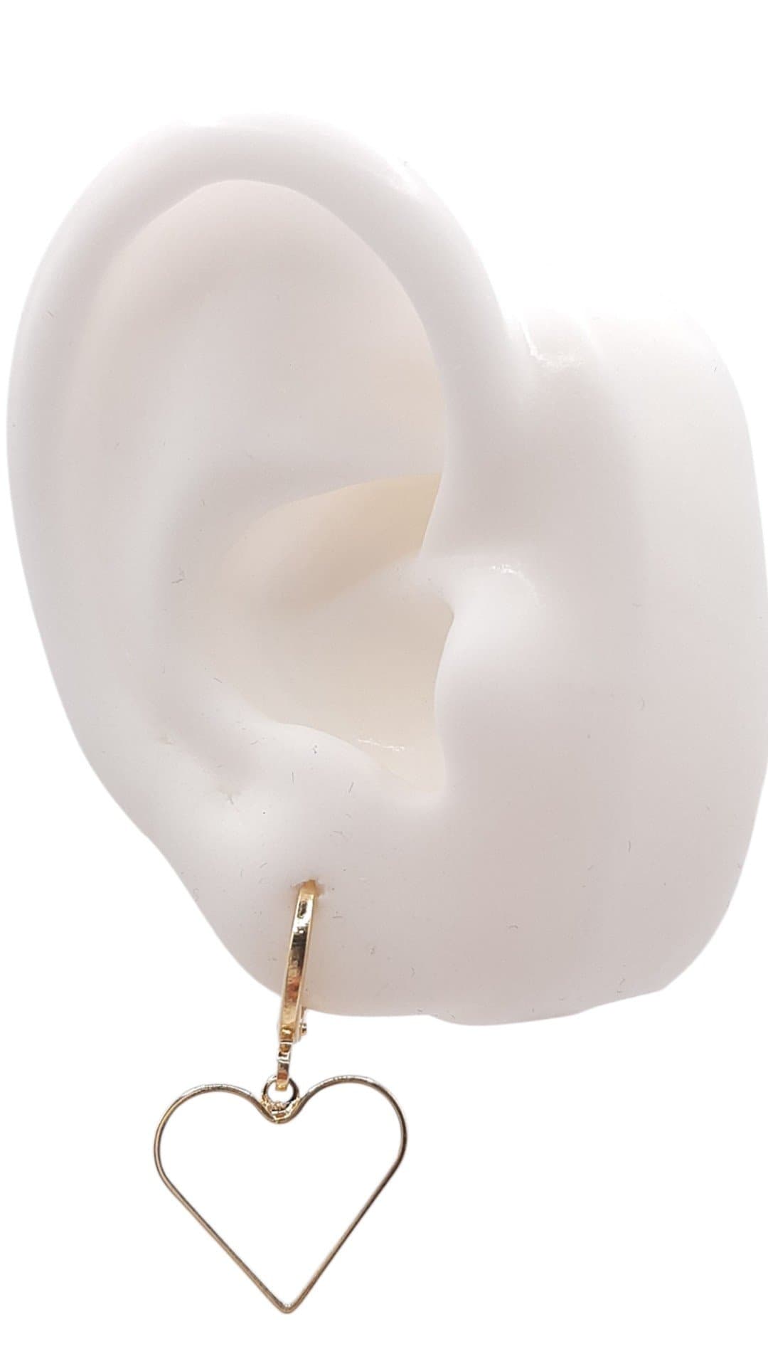 Brinco Argolinha Click Com Coração Vasado G miniatura 2