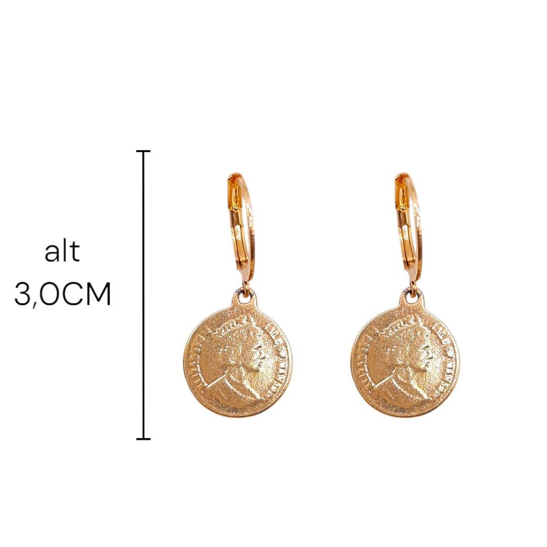 Brinco Argolinha Click Com Moeda Média