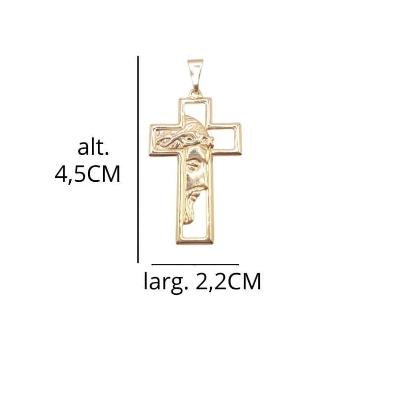 Pingente Cruz Com Face De Cristo Grande