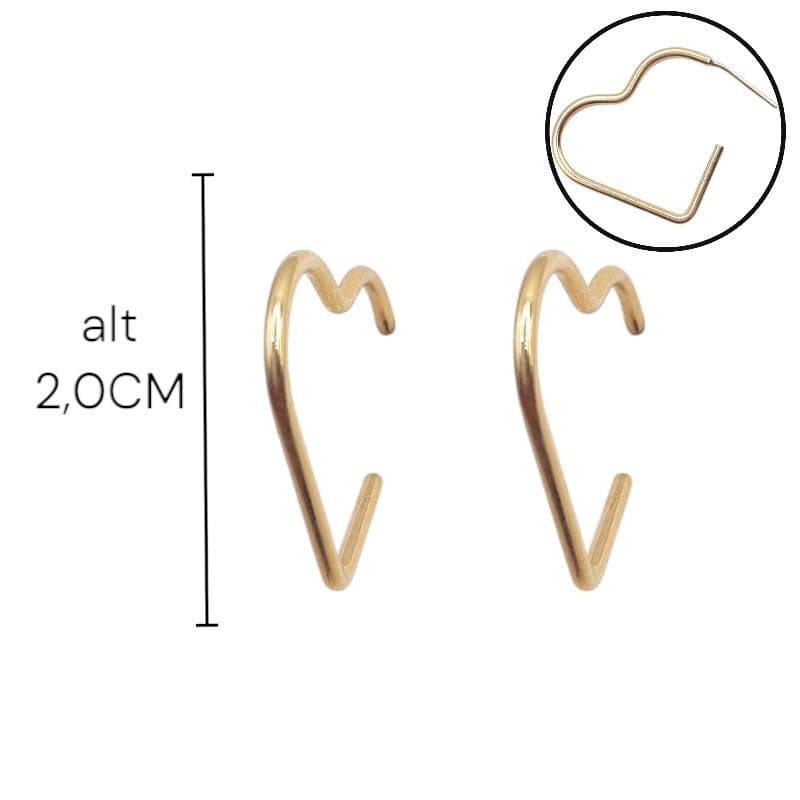 Brinco Argola Coração Aberto Com 2,4cms