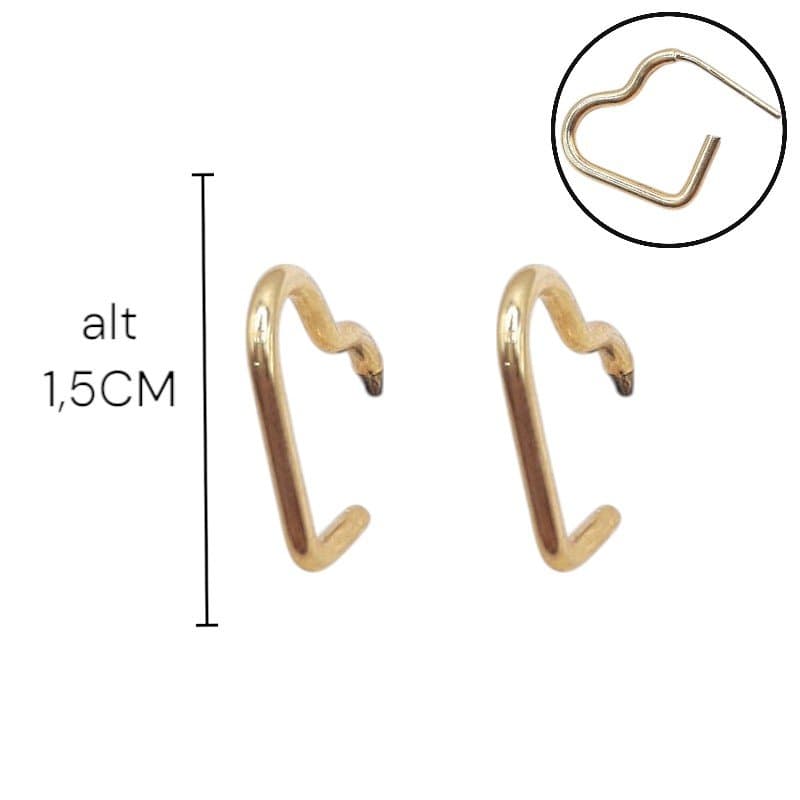 Brinco Argola Coração Aberto Com 1,4cms