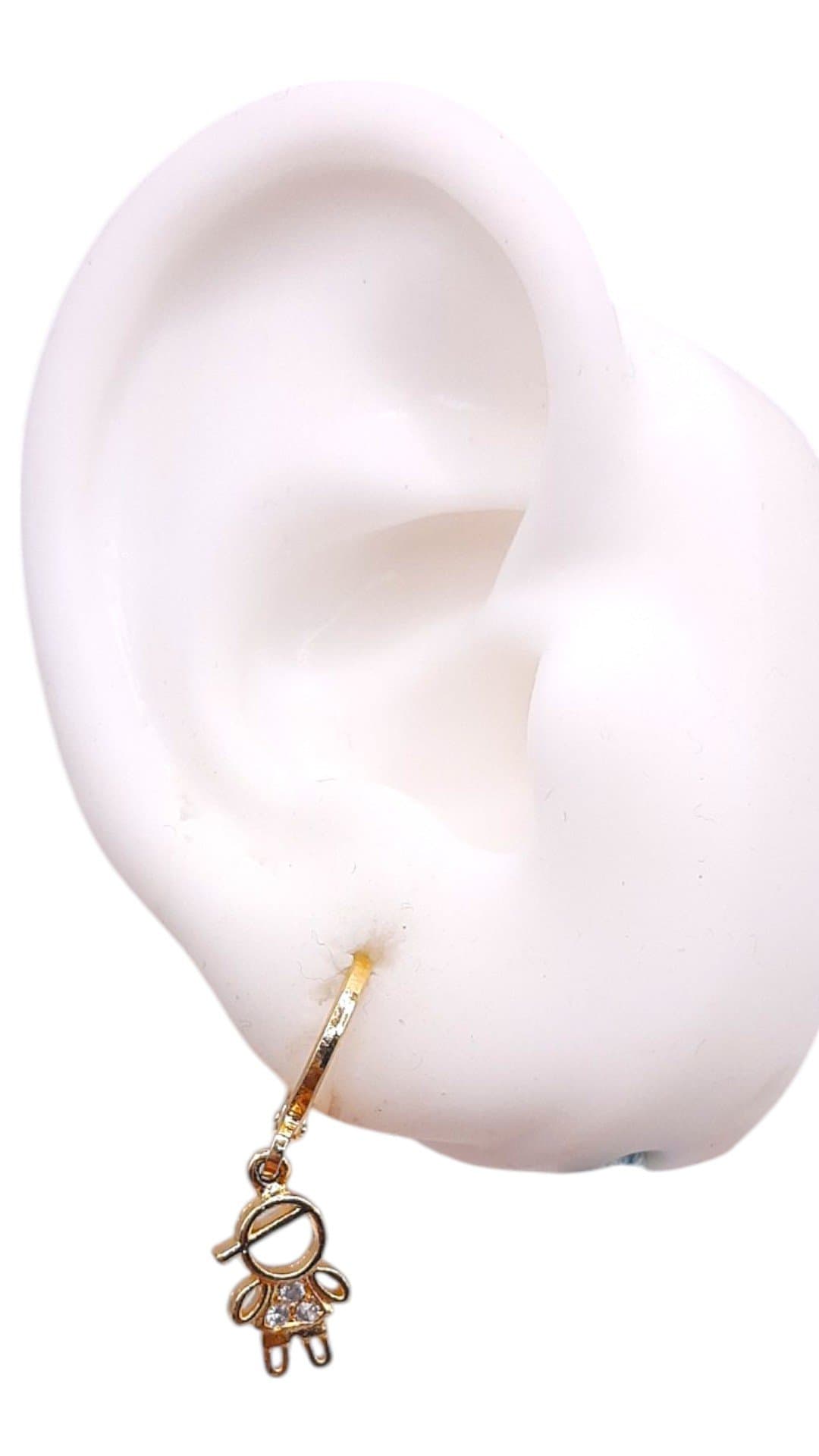 Brinco Argolinha Click Com Menina Cravejada miniatura 2