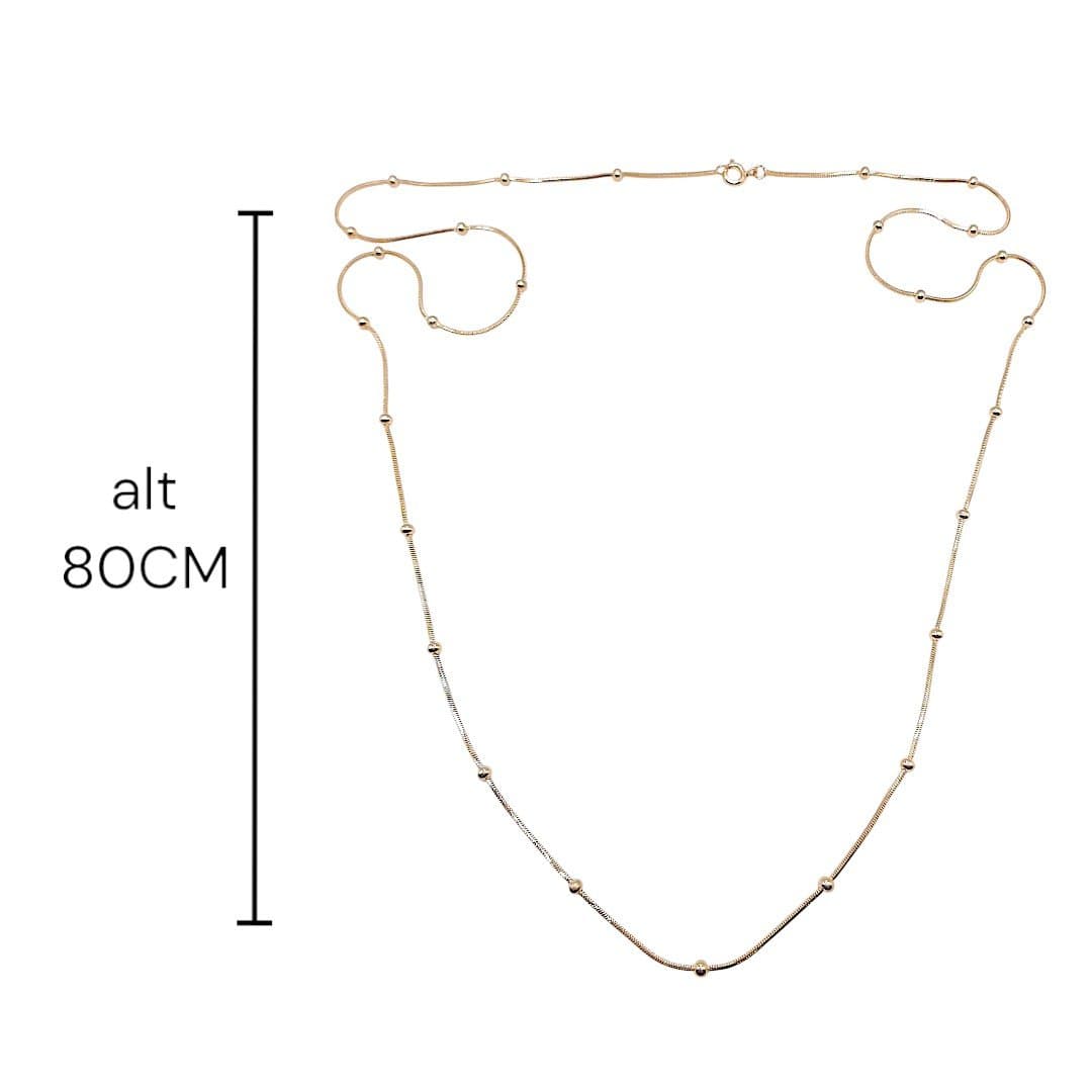 Colar Longo Bolinha Na Rabo De Rato 80cms miniatura 2