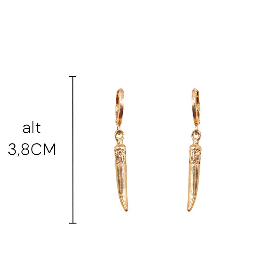 Brinco Argolinha Click Com Dente De Tigre
