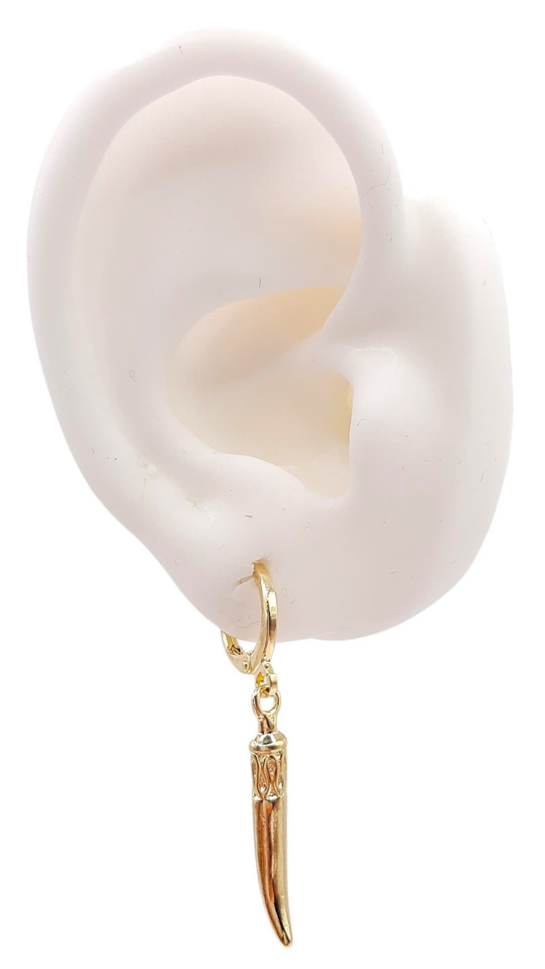 Brinco Argolinha Click Com Dente De Tigre miniatura 2