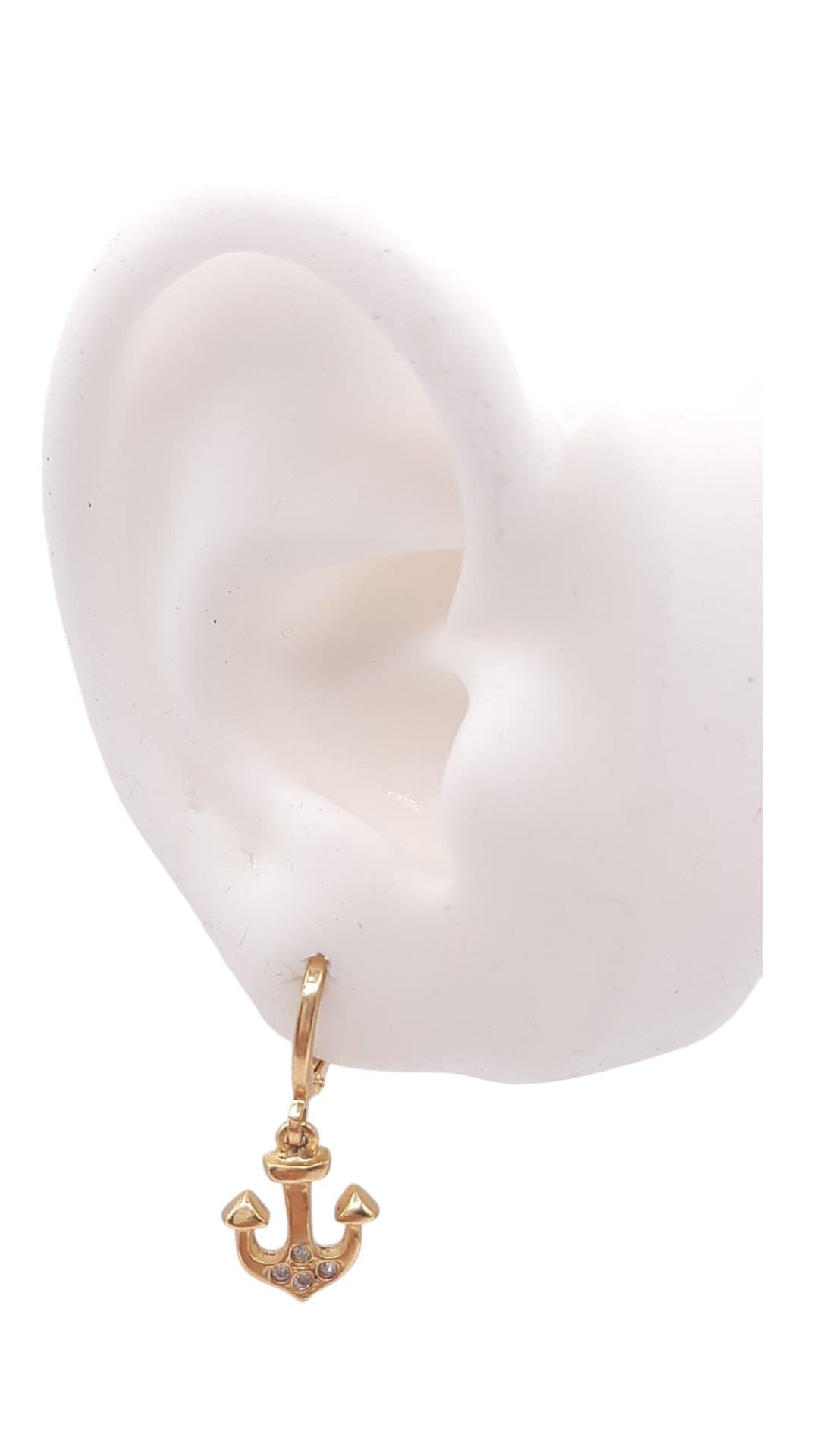 Brinco Argolinha Click Âncora Cravejada miniatura 2