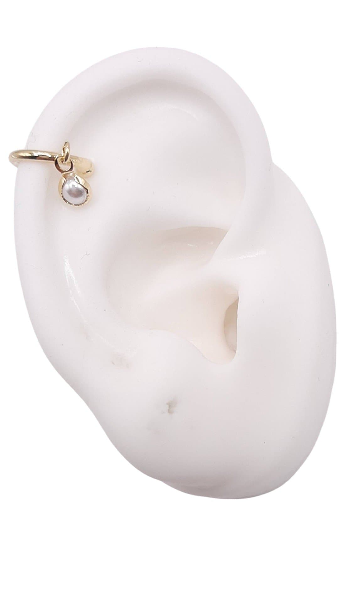 Brinco Piercing Fake  Com Perolinha