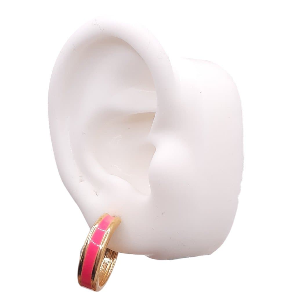 Brinco Argola Com Resina No Meio Banhada P miniatura 2