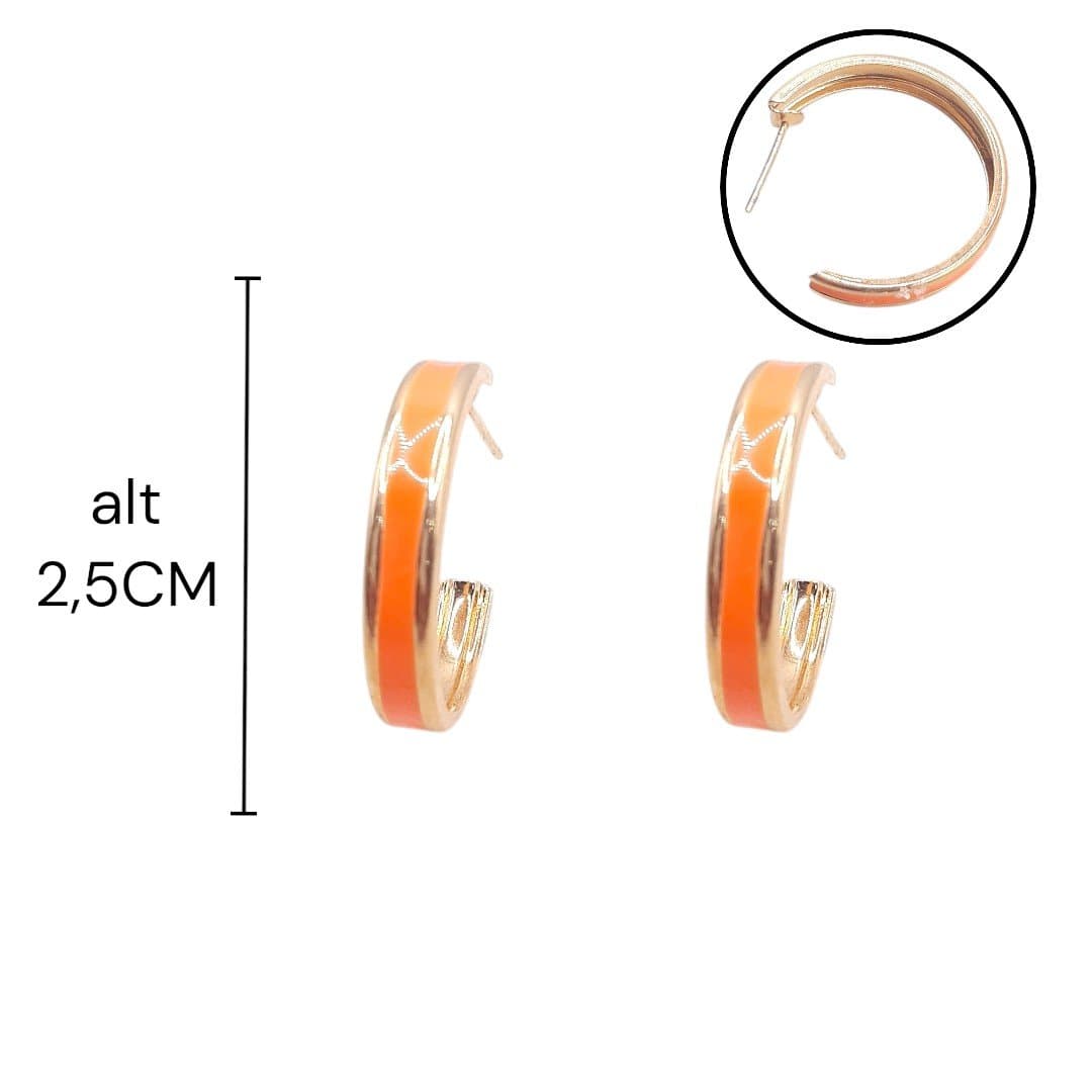 Brinco Argola Com Resina No Meio Banhada G