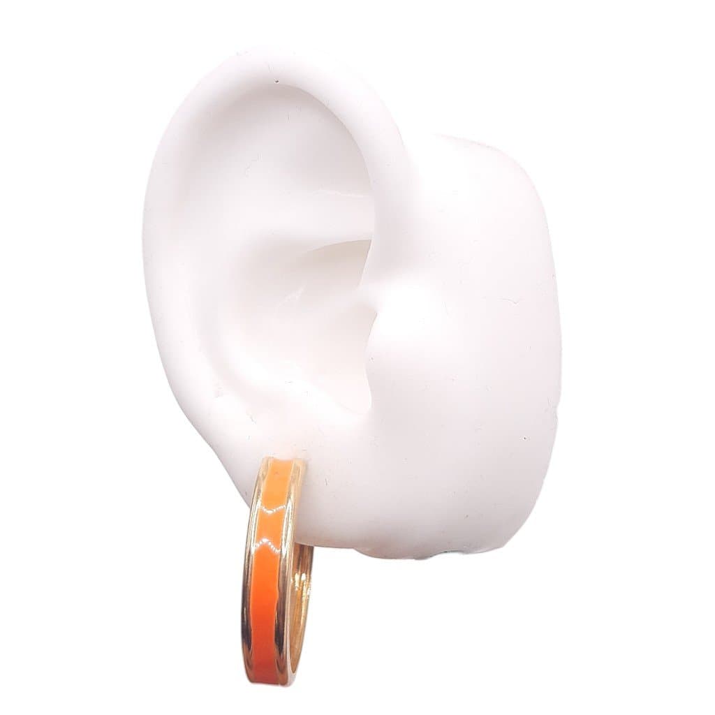 Brinco Argola Com Resina No Meio Banhada G miniatura 2