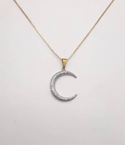 Pingente Lua Crescente Cravejada miniatura 2