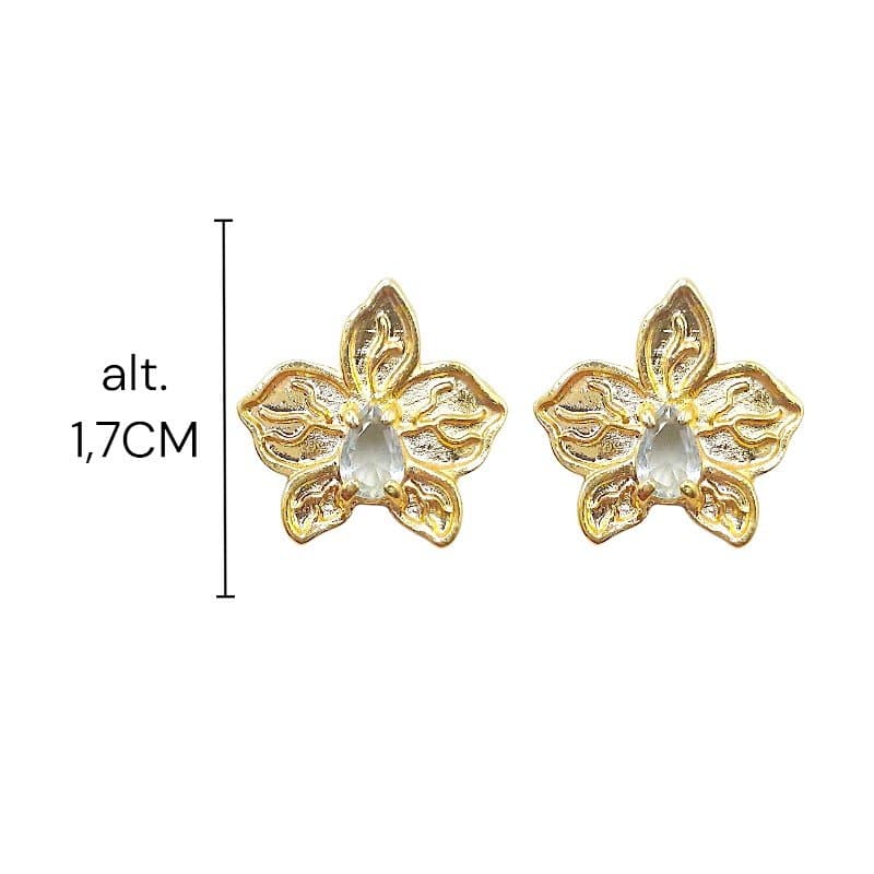 Brinco Flor Com Gota Cravejada