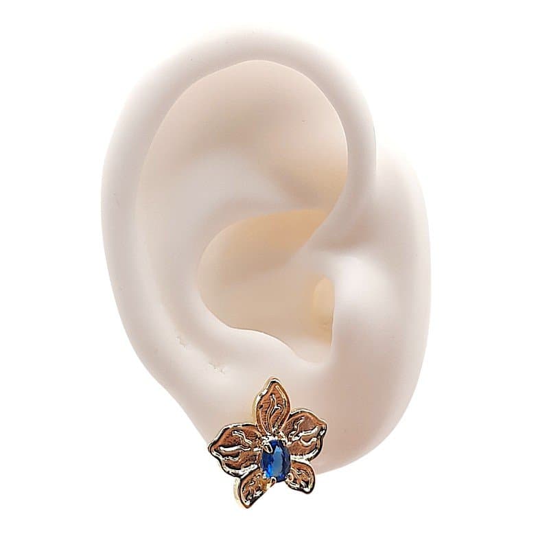 Brinco Flor Com Gota Cravejada miniatura 2