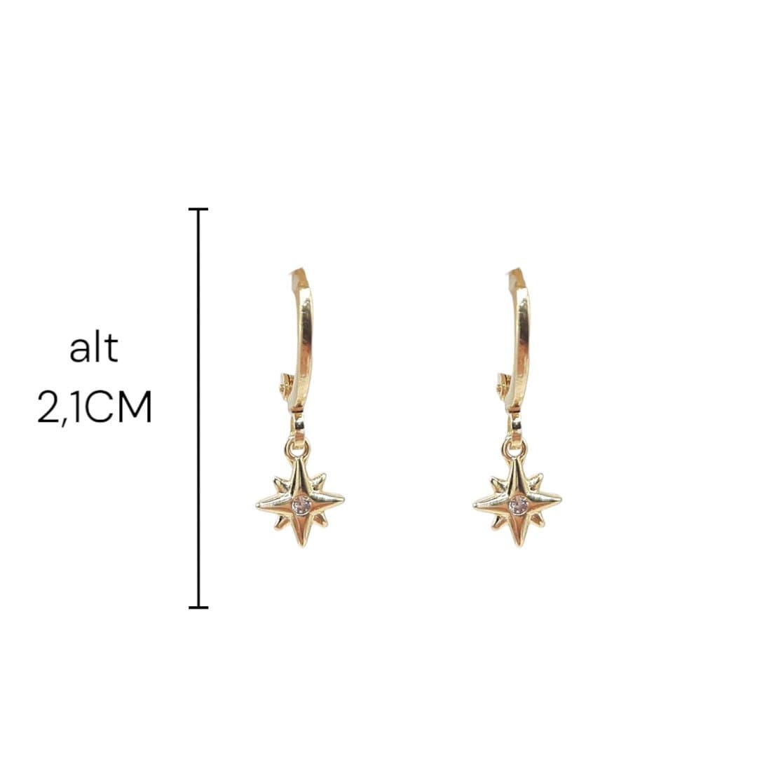 Brinco Argolinha Click Com Estrelinha Cravejada