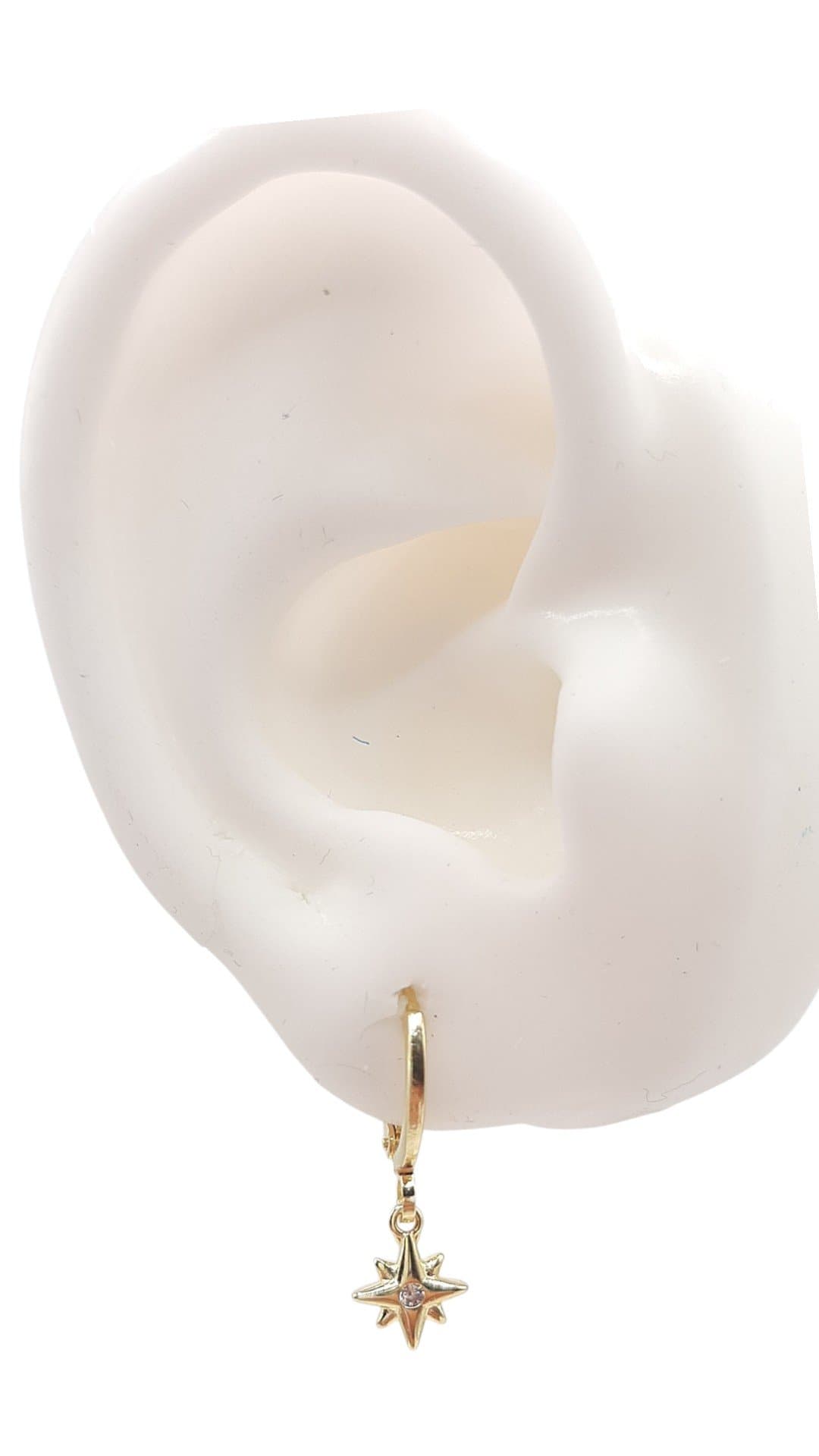 Brinco Argolinha Click Com Estrelinha Cravejada miniatura 2