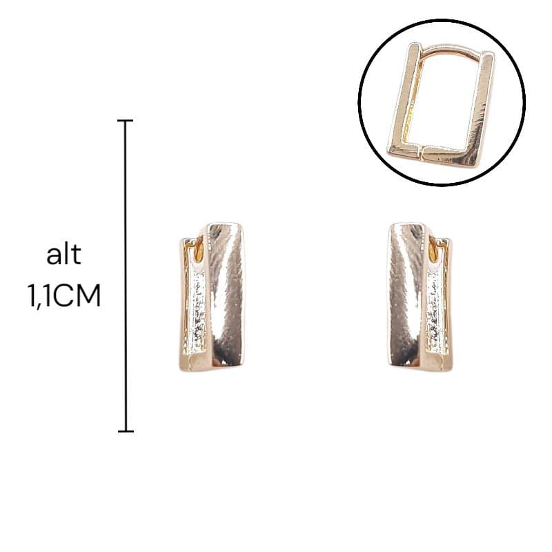Brinco Argolinha Click Retângular Grossinha M