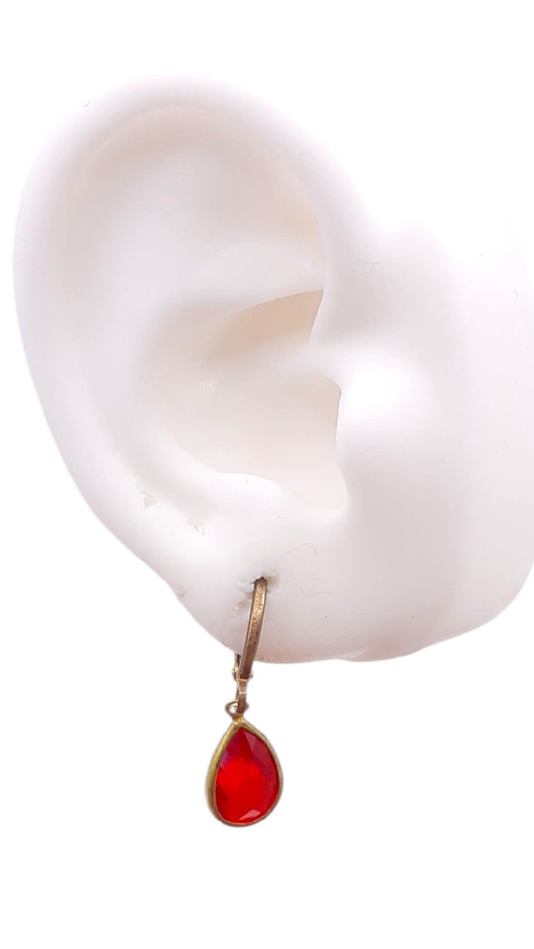 Brinco Argolinha Click  Com Gota De Vidro miniatura 2