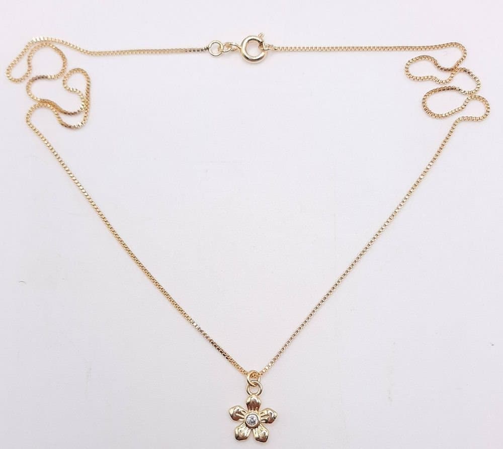 Pingente Florzinha Delicada Com Zircônia miniatura 3