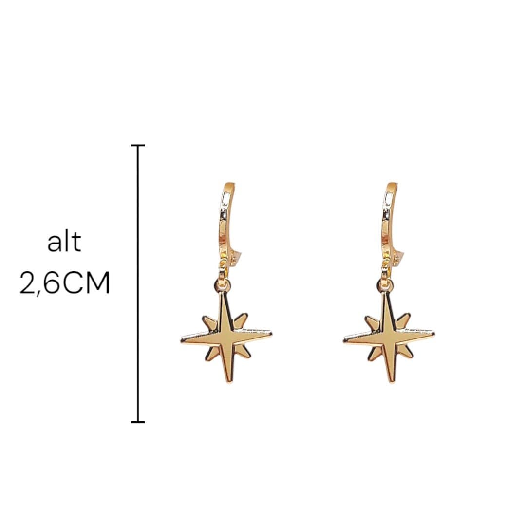 Brinco Argolinha Click Com  Estrela