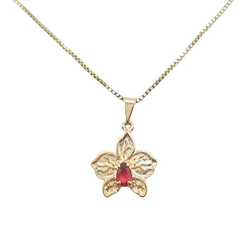 Pingente Flor Com Gota Cravejada miniatura 2