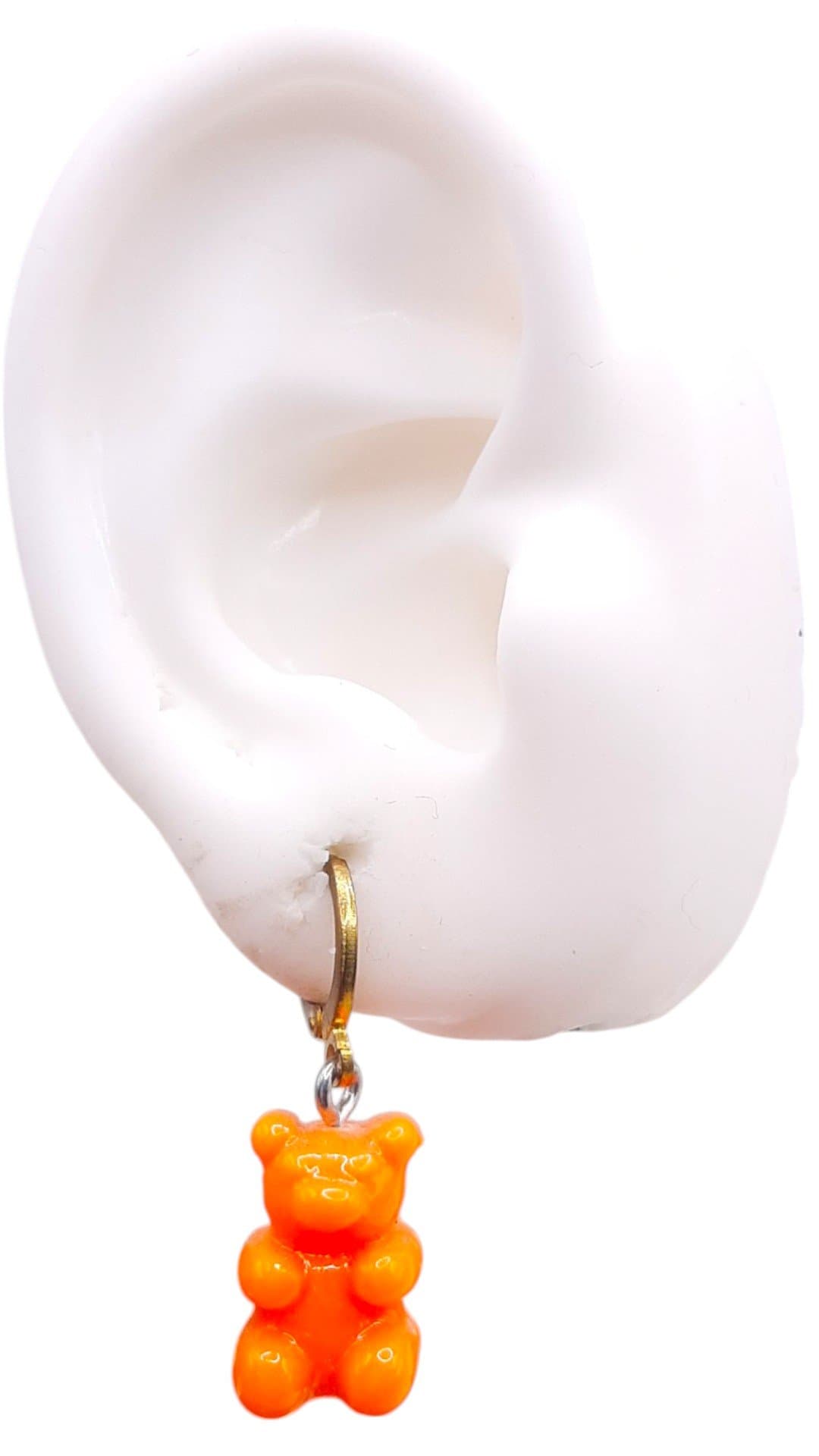 Brinco Argolinha Click Com Urso miniatura 2