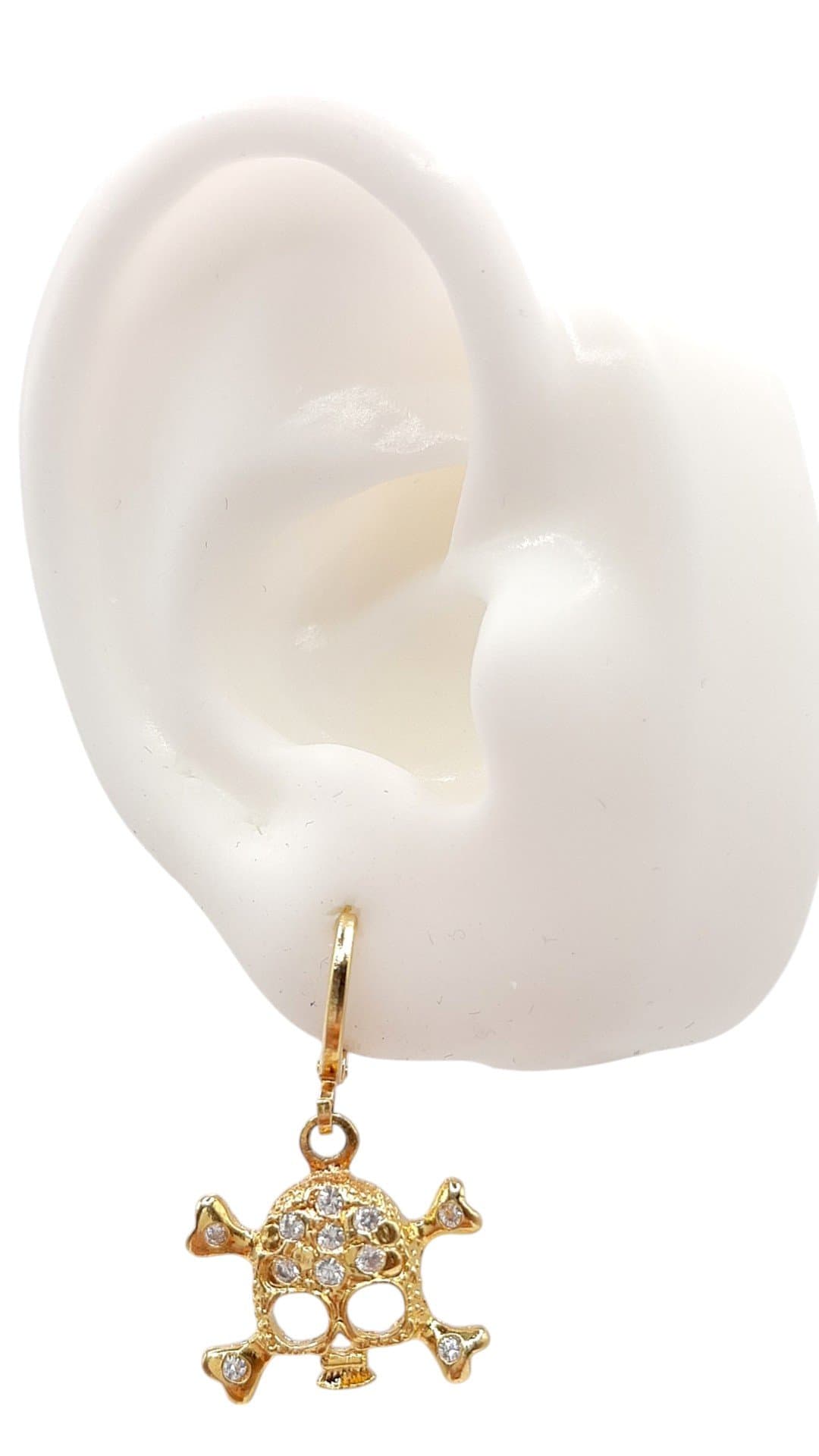 Brinco Argolinha Click Com Caveira Toda Cravejada miniatura 2