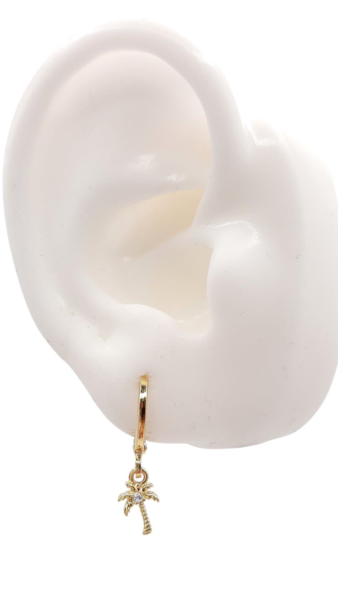 Brinco Argolinha Click Com Coqueiro miniatura 2